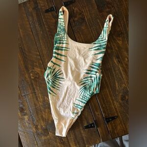 Aerie Green Leaf Print One-Piece Swimsuit